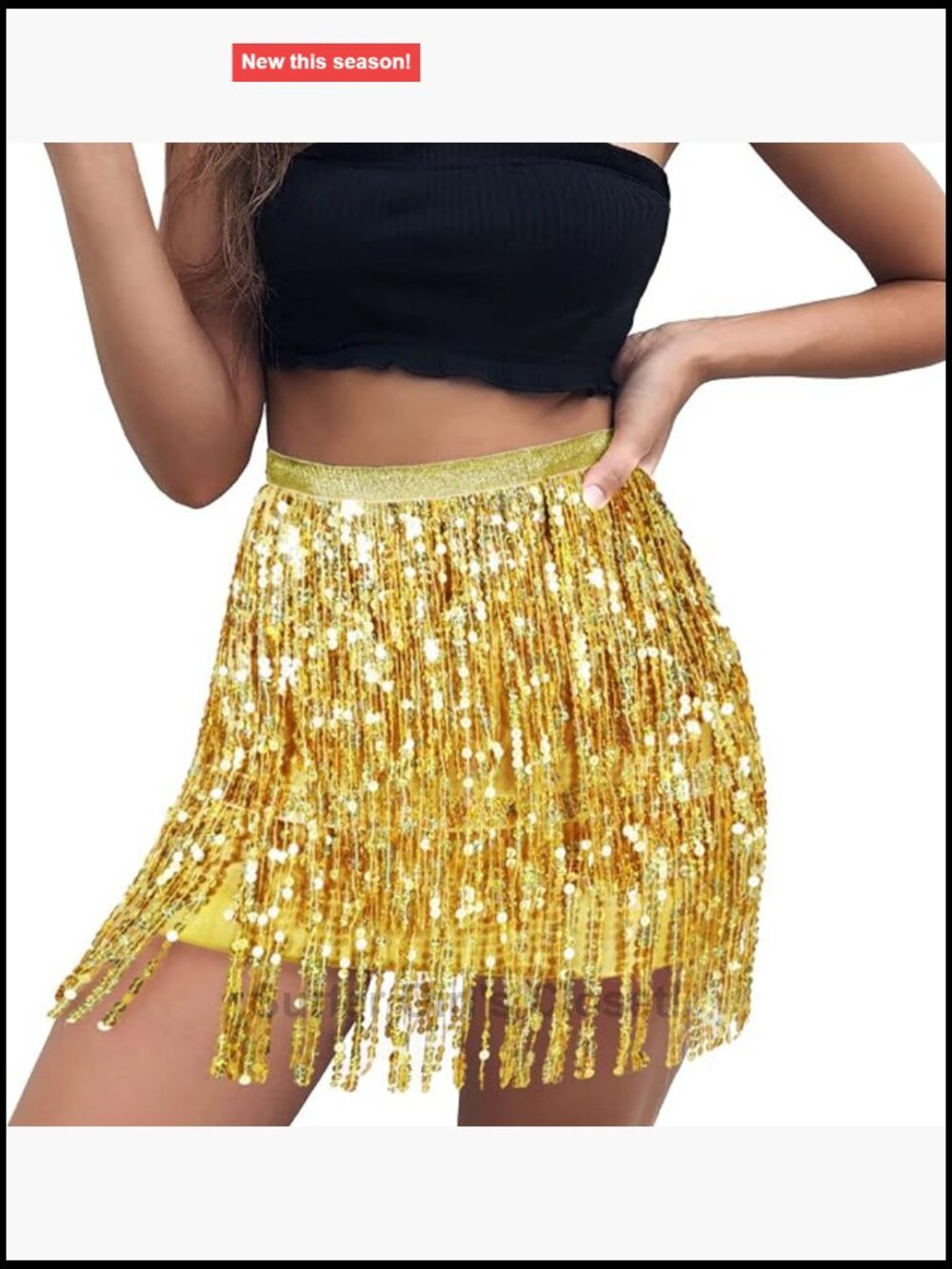 Sequin Fringe Skirt Festival Outfits for Women, High Rise Wrap